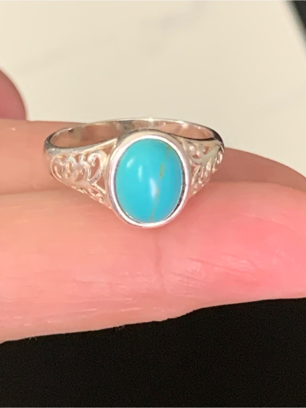 Vintage JC 925 Sterling Silver Turquoise Ring   Size 9